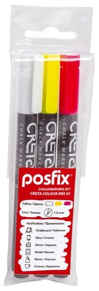 Набір маркерів кольорових крейдяних 3 шт. Creta Color Mix