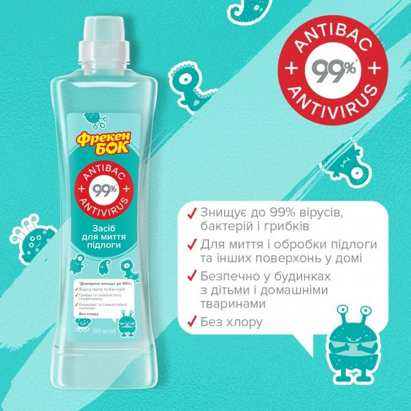 Засіб для миття підлоги Фрекен Бок Antibac + Antivirus 1 л