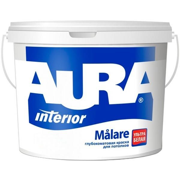 Краска акриловая водоэмульсионная Aura® Malare глубокий мат белый 1л