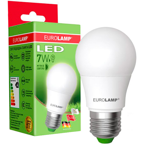 Лампа светодиодная Eurolamp 7 Вт A60 матовая E27 220 В 3000 К