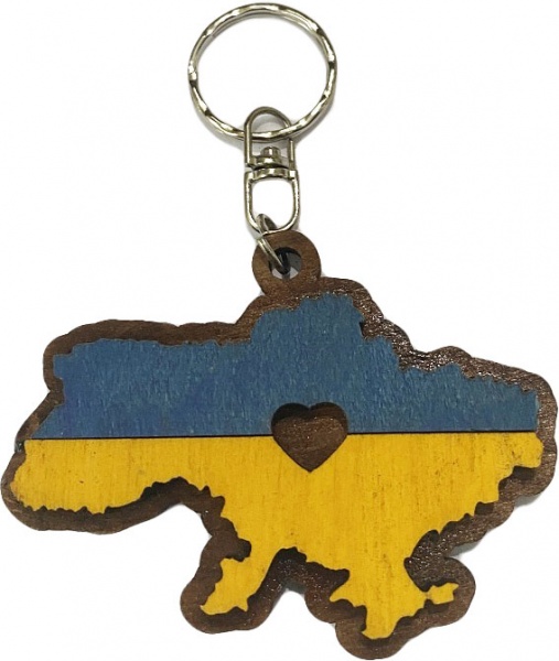 Брелок Карта Украины (желто-синий)