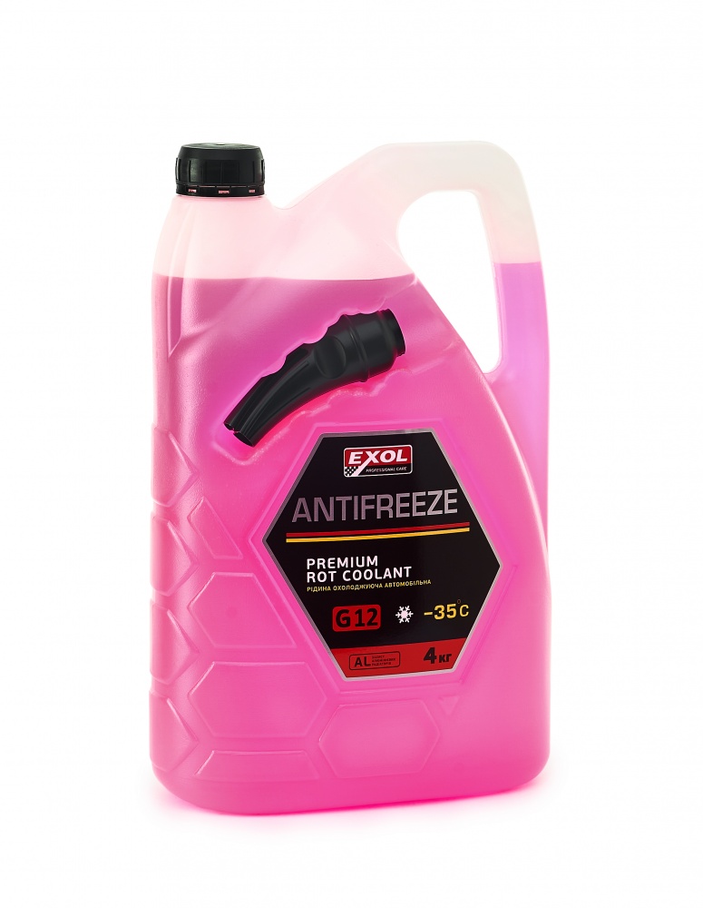 Антифриз EXOL Rot G12 G12 от -35 до +108 готовый 4л 4,2кг розовый