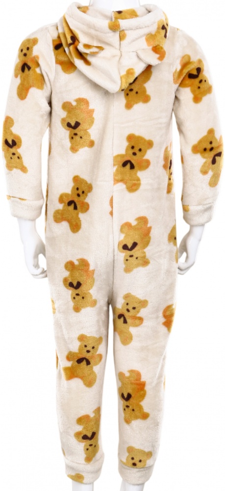 Кигуруми-пижама для девочек HW принт Медвежонок р.134-140 коричневый/розовый 0348