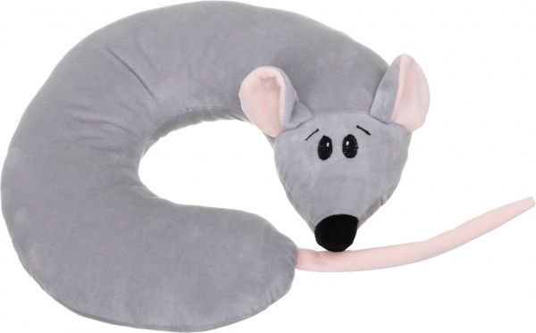 Подушка декоративна під шию Мишка 30 см сірий 
