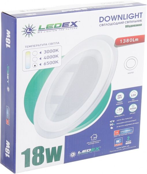 Светильник точечный Ledex 18 Вт 6500 К белый 