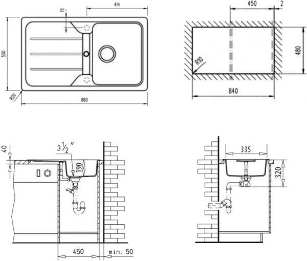 Мойка для кухни Simpla 45-B TG серый металлик 