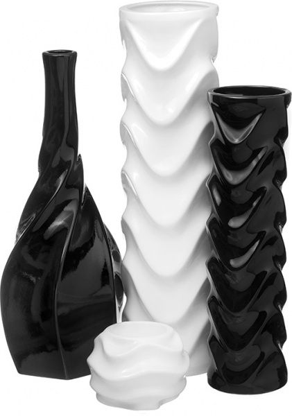 Ваза керамическая черная 40х13 см Eterna