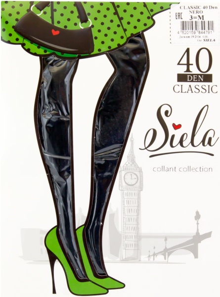 Колготки SIELA CLASSIC 40 den nero р. 3 черный 