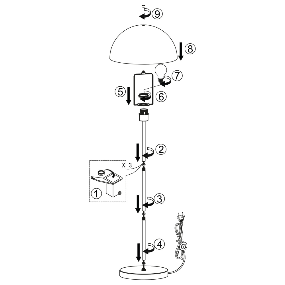 Торшер Miorro Belle 40 Вт E27 черный 51-310-018