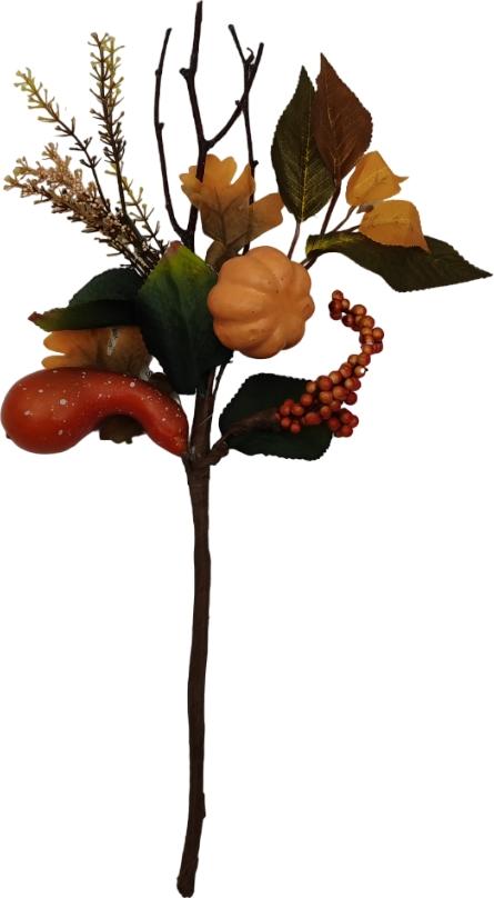 Гілка декоративна осіння з гарбузиками пінопласт помаранчевий 20 х 32 см