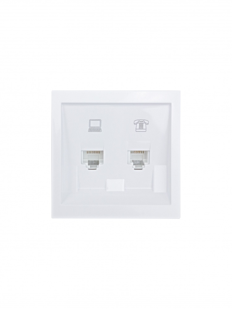 Механізм розетки комп'ютерна + телефонна HausMark Juna IP20 білий 7041-0288-143