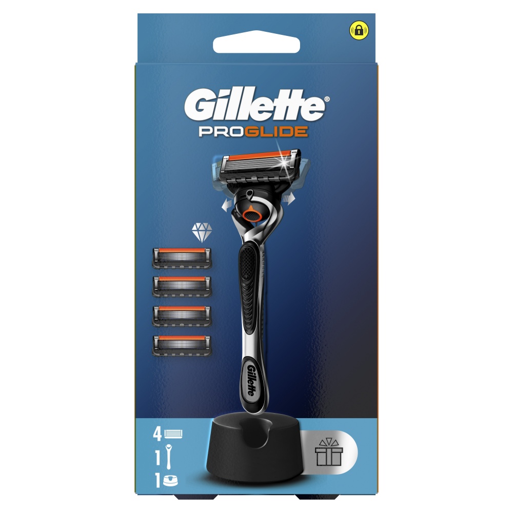 Станок для бритья GILLETTE Fusion ProGlide с 4 сменными картриджами + подставка
