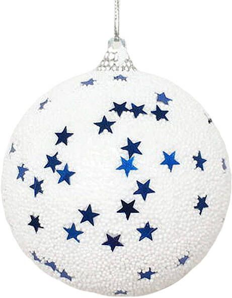 Шар пенопластовый Звездочки 8 см белый с синим