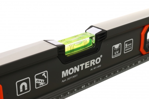 Уровень 80 см Montero с ручками магнитный AL-M1-800