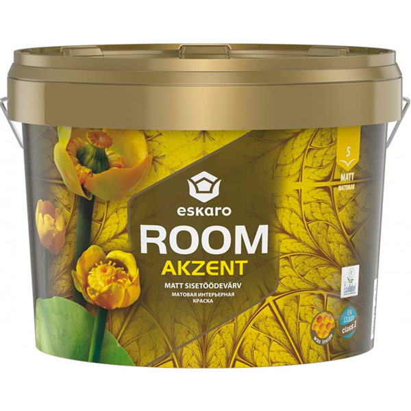 Краска акриловая Eskaro Akzent Room шелковистый мат белый 2.7л