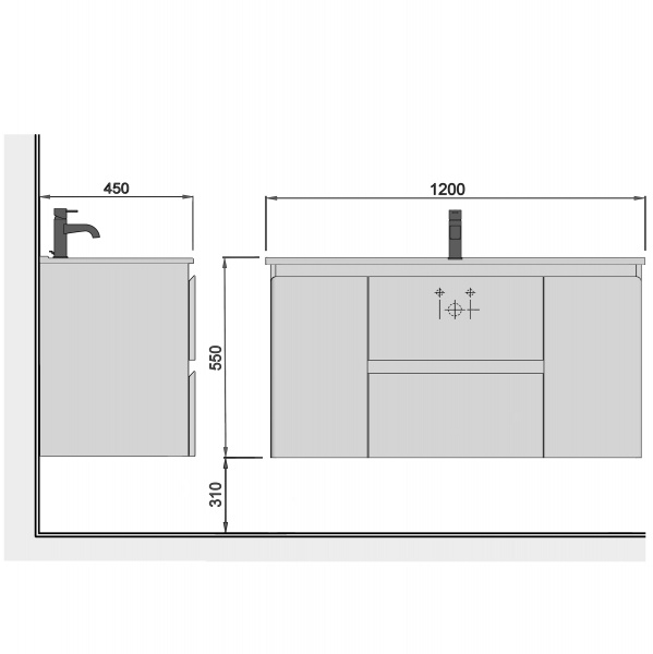 Тумба подвесная Мойдодыр Сорренто 120-А с умывальником SU-120