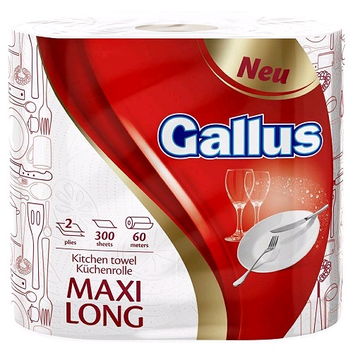Паперові рушники Gallus Maxi Long 60 м двошаровий 2 шт.