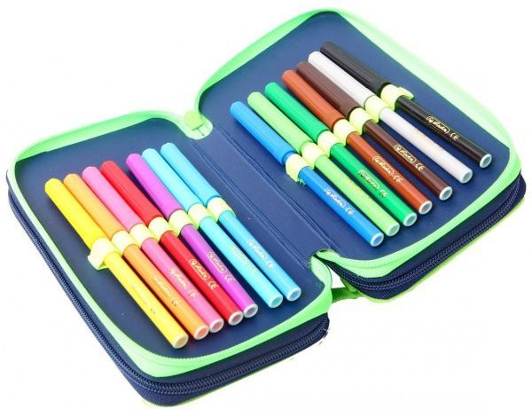 Пенал 31 предмет Triple Kick It 50021079 Herlitz синий