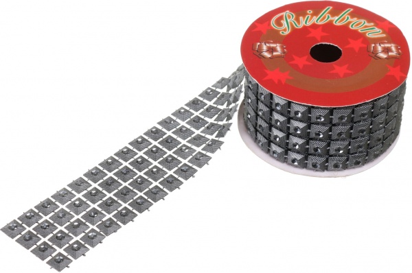 Декорация новогодняя лента блестящая текстильная 0,1 м 