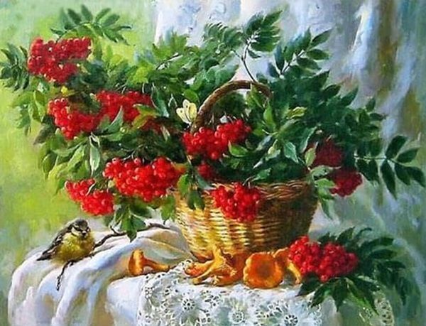 Набір для творчості зі стразами на підрамнику Осінній натюрморт 40x50 см Діамантові ручки 