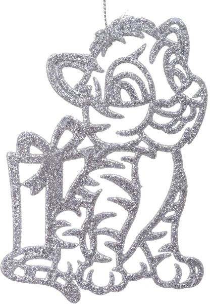 Підвіска Тигрик з подарунком 2Д 12х12 см срібний