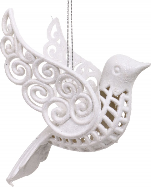 Декоративная подвеска Птичка 11 см белый NY21075