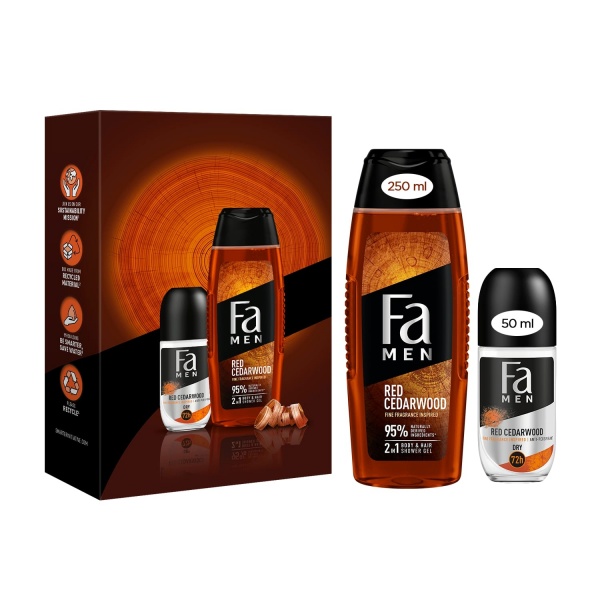 Набір для чоловіків Fa Men Red Cedarwood Гель для душу 250 мл + Антиперспірант-ролик 50 мл