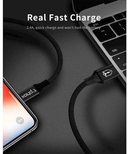 Кабель T-PHOX Lightning – USB-C 1.2 м черный (T-L810 Blue) Speed