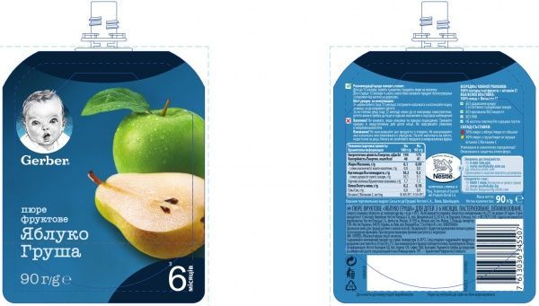 Пюре Gerber Яблуко та груша з 6 місяців 90 г 7613036345507 