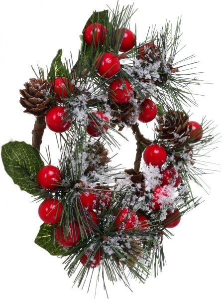 Декорація новорічна Віночок хвойний з ягодами та шишками 14 см EPI-HS-35803 