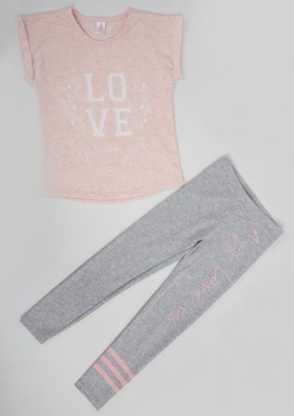 Комплект для дівчаток Roksana Active р.110-116 сірий із рожевим №0020/12146 