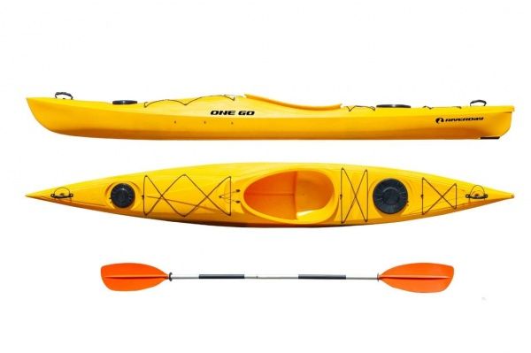 Каяк туристический одноместный One-GO !, с веслом, желтый