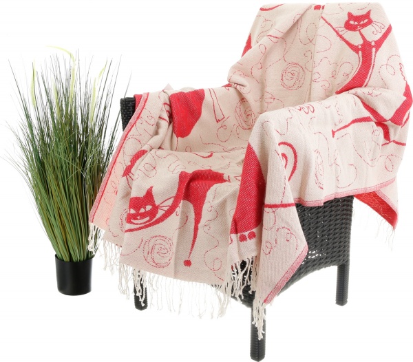 Плед дизайн 9/2 140x200 см красный с белым Ярослав 