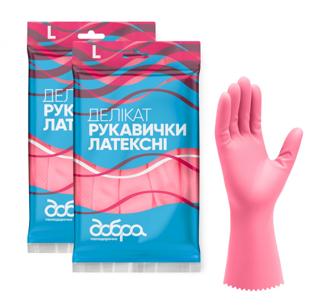Перчатки латексные Добра господарочка Деликат стандартные р.L 1 пар/уп.