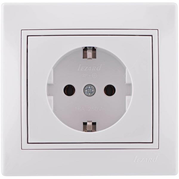 Розетка із заземленням Lezard Mira 16 А 250 В 701-0202-122В без шторок білий