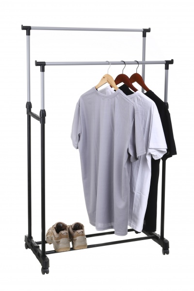 Держатель для одежды 800x420x950 (1650) мм двойной передвижной на колесах черный