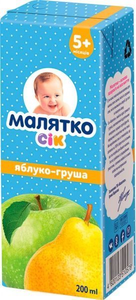 Сік Малятко Яблуко-груша 200 мл