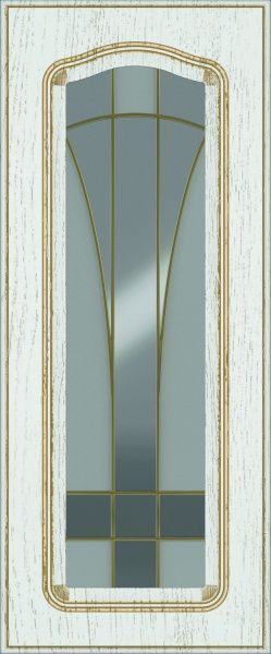 Фасад для кухні Грейд Біла текстура супермат №205 патина золото 713x296 ВТ Ріміні правий