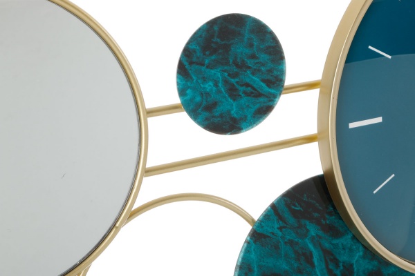 Годинник настінний металевий 40 см блакитний із чорним