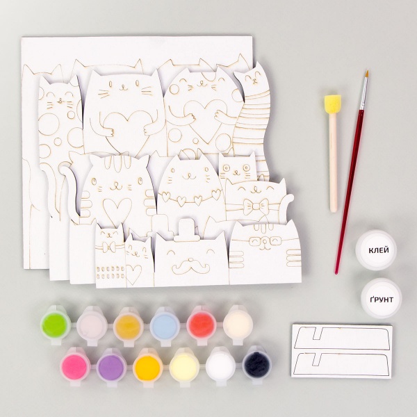 Набор для творчества 3D-картина 12 котов N0003539 18x18 см Rosa Talent 