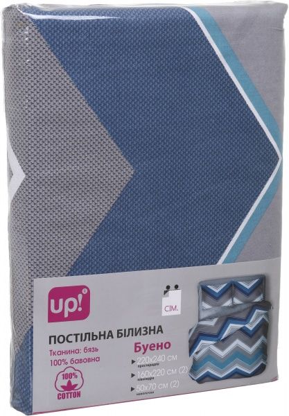 Комплект постельного белья Буэно семейный серый с синим UP! (Underprice) 