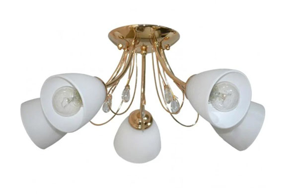 Люстра потолочная Геотон А027-5 5x60 Вт E27 золотой 