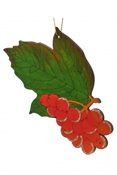 Підвіска Калина 6,5 см червоний із зеленим 1814
