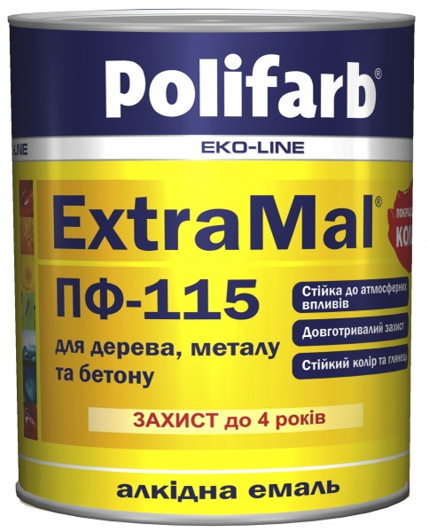 Емаль алкідна Polifarb ExtraMal ПФ-115 чорний глянець 2,7кг