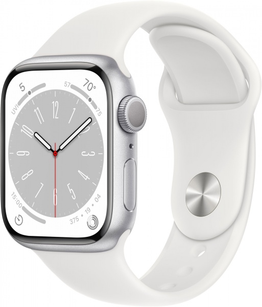 Смарт-годинник Apple Watch Series 8 GPS 41mm Silver Aluminium Case with White Sport Band