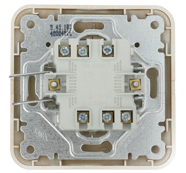 Вимикач прохідний двоклавішний Makel Lillium Natural без підсвітки 10 А 250В дуб