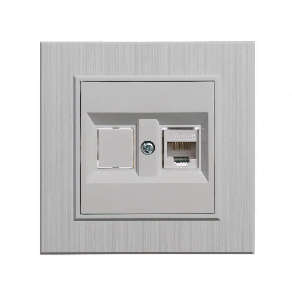 Механизм розетки компьютерная двойная Makel Karea PC 1-на RG-45 САТ 5e+гнездо IP20 белый 57001035