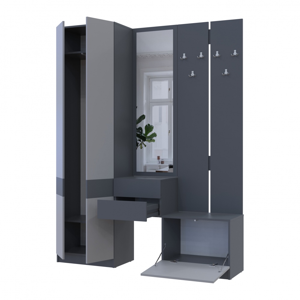 Прихожая Doros Сола 2150х1650х400 мм графит