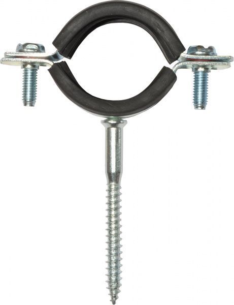Хомут с резиновой прокладкой с шурупом М8 32-37 мм 1