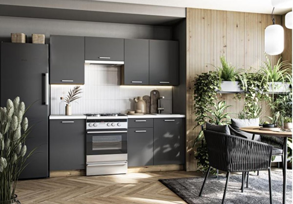 Кухня Грейд Юлиана ДСП 2м графит серый/дуб артизан